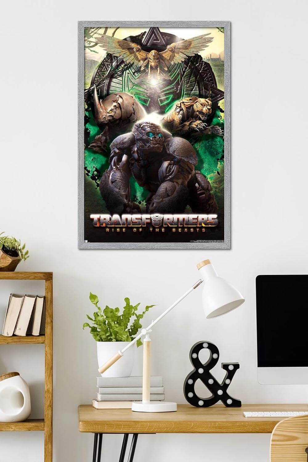 image:imageHasbro Transformers Rise of the Beasts Maximals Wall Poster 34Lquot x 224Wquot Mahogany Framed VersionGray Framed Version
