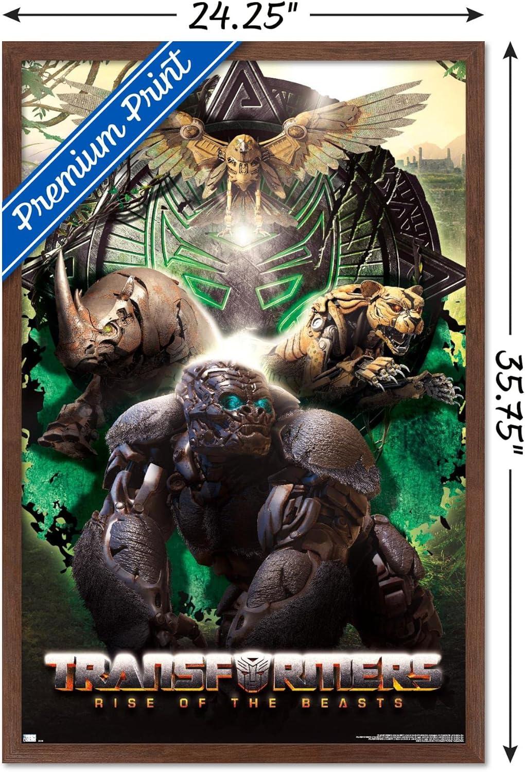 image:imageHasbro Transformers Rise of the Beasts Maximals Wall Poster 34Lquot x 224Wquot Mahogany Framed VersionMahogany Framed Version