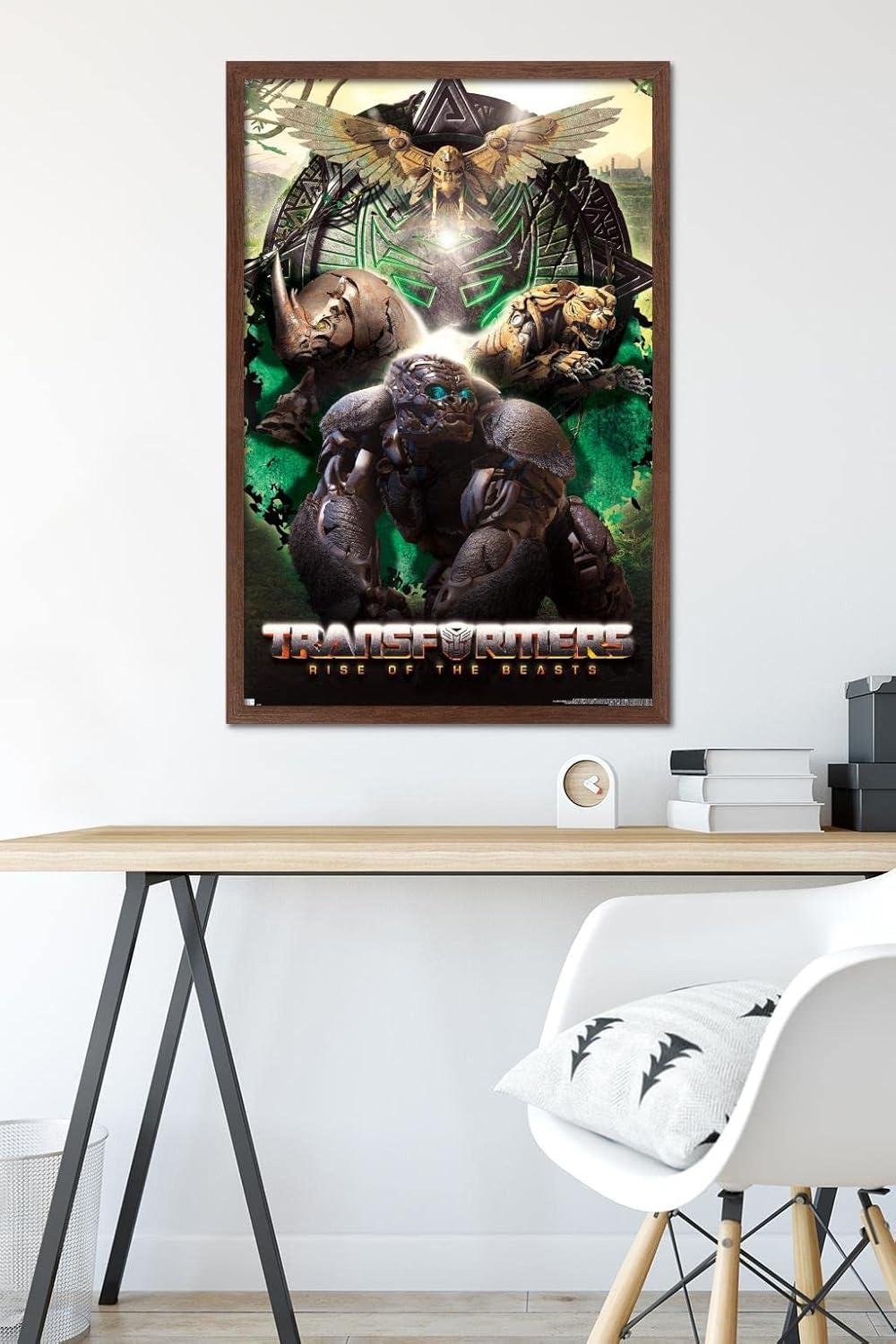 image:imageHasbro Transformers Rise of the Beasts Maximals Wall Poster 34Lquot x 224Wquot Mahogany Framed VersionMahogany Framed Version