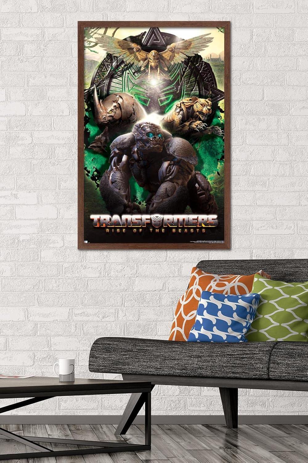 image:imageHasbro Transformers Rise of the Beasts Maximals Wall Poster 34Lquot x 224Wquot Mahogany Framed VersionMahogany Framed Version