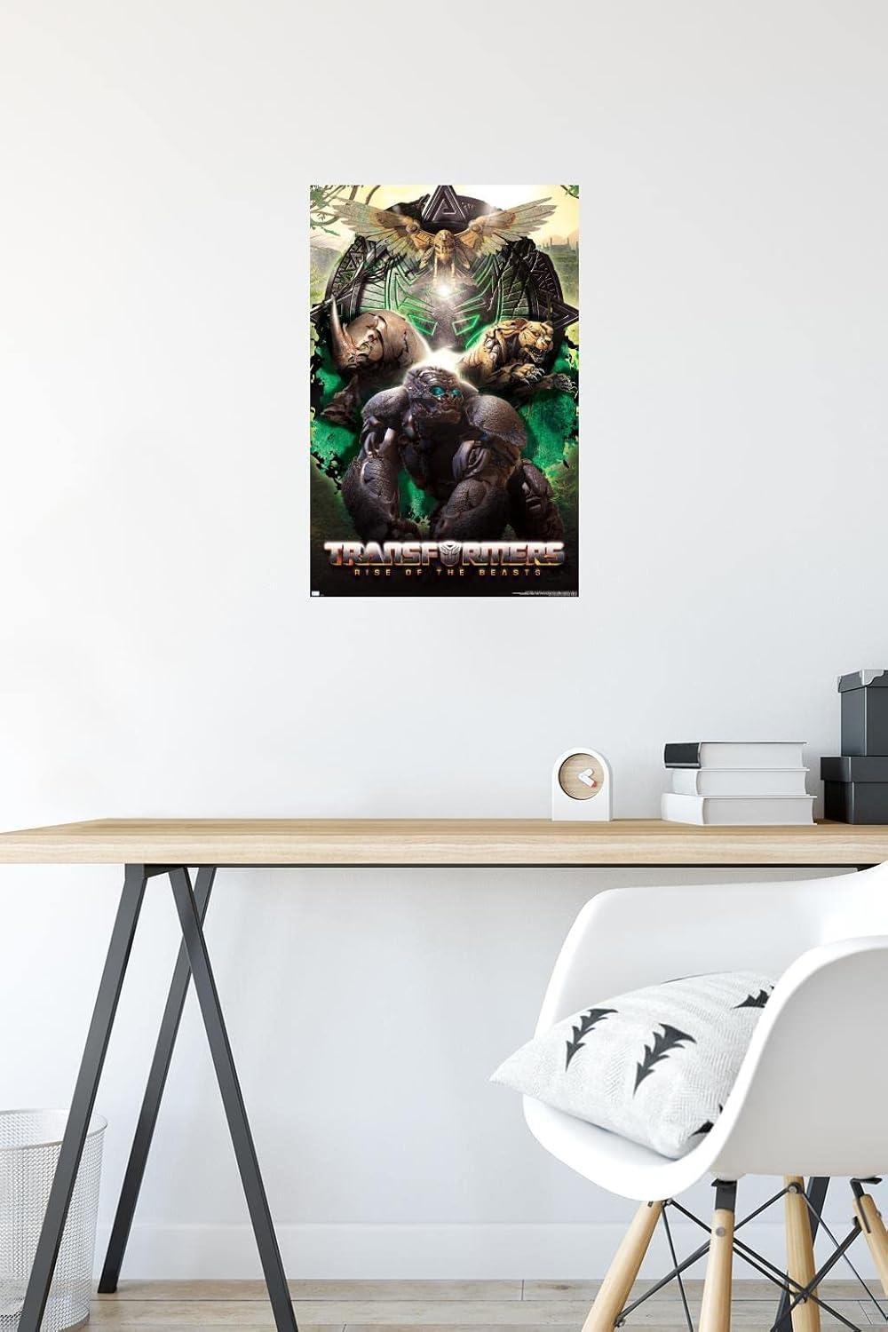 image:imageHasbro Transformers Rise of the Beasts Maximals Wall Poster 34Lquot x 224Wquot Mahogany Framed VersionPremium Poster Mount Bundle