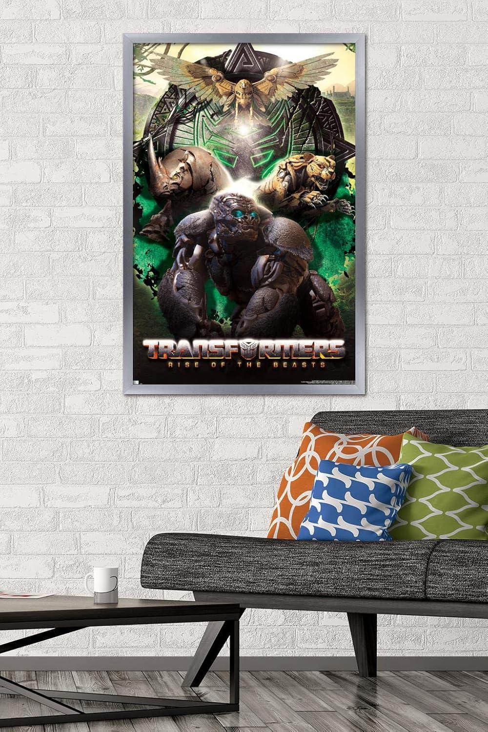 image:imageHasbro Transformers Rise of the Beasts Maximals Wall Poster 34Lquot x 224Wquot Mahogany Framed VersionSilver Framed Version