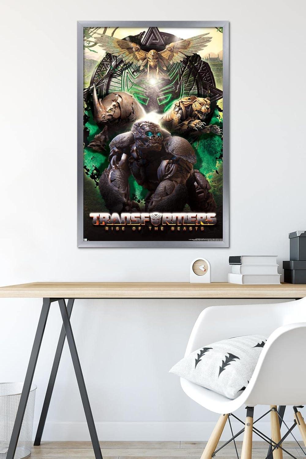 image:imageHasbro Transformers Rise of the Beasts Maximals Wall Poster 34Lquot x 224Wquot Mahogany Framed VersionSilver Framed Version