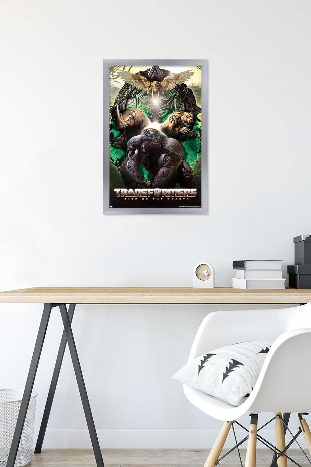 image:imageHasbro Transformers Rise of the Beasts Maximals Wall Poster 34Lquot x 224Wquot Mahogany Framed VersionSilver Framed Version
