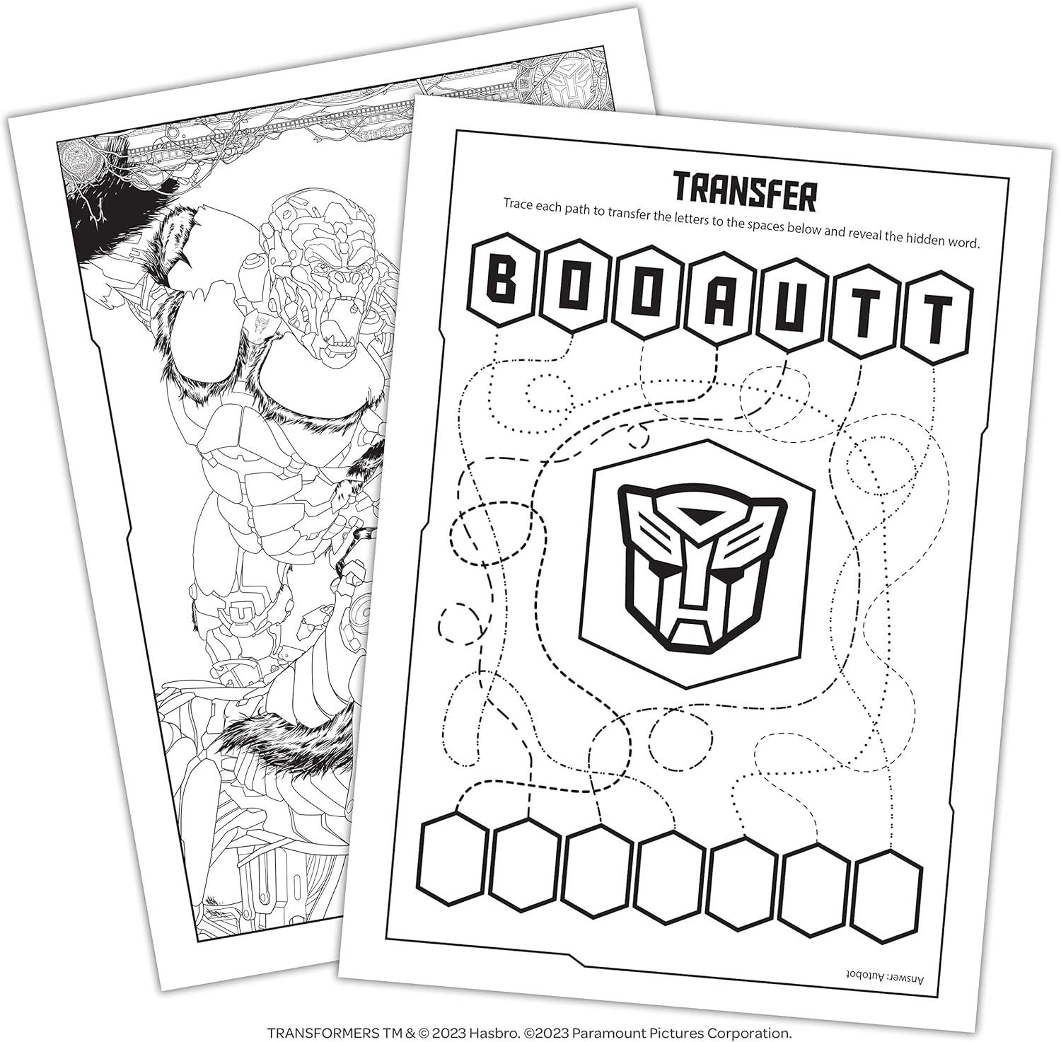 image:imageTransformers Rise of the Beasts 48Page Coloring Book with Temporary Tattoos Bendon Hasbro 53170