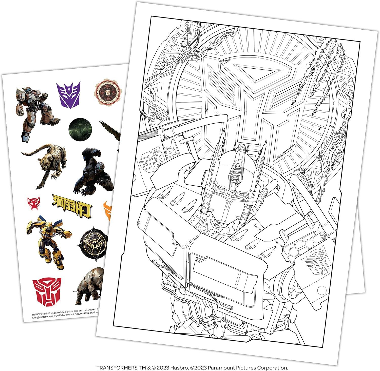 image:imageTransformers Rise of the Beasts 48Page Coloring Book with Temporary Tattoos Bendon Hasbro 53170
