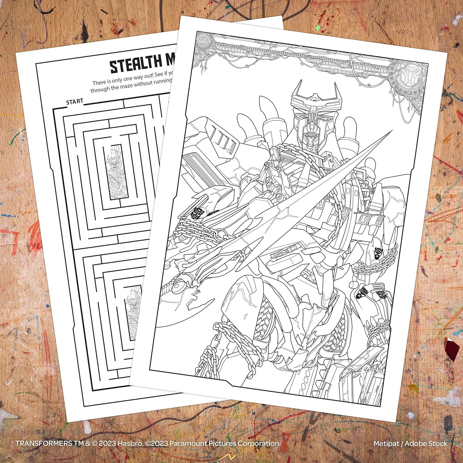 image:imageTransformers Rise of the Beasts 48Page Coloring Book with Temporary Tattoos Bendon Hasbro 53170