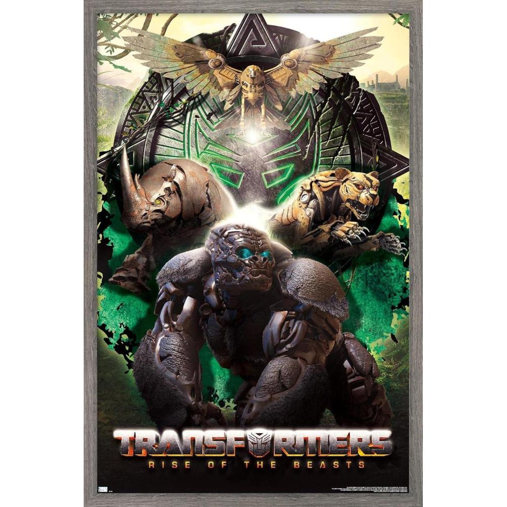 image:imageHasbro Transformers Rise of the Beasts Maximals Wall Poster 34Lquot x 224Wquot Mahogany Framed VersionBarnwood Framed Version