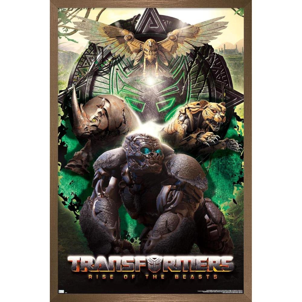 image:imageHasbro Transformers Rise of the Beasts Maximals Wall Poster 34Lquot x 224Wquot Mahogany Framed VersionBronze Framed Version