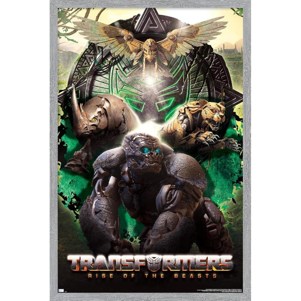 image:imageHasbro Transformers Rise of the Beasts Maximals Wall Poster 34Lquot x 224Wquot Mahogany Framed VersionGray Framed Version