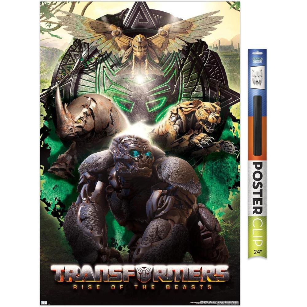 image:imageHasbro Transformers Rise of the Beasts Maximals Wall Poster 34Lquot x 224Wquot Mahogany Framed VersionPremium Poster Clip Bundle