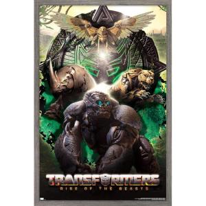 Hasbro Transformers: Rise of the Beasts – Maximals Wall Poster, 34L” x 22.4W”, Mahogany Framed Version(Barnwood Framed Version)