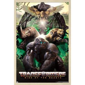 Hasbro Transformers: Rise of the Beasts – Maximals Wall Poster, 34L” x 22.4W”, Mahogany Framed Version(Blonde Framed Version)