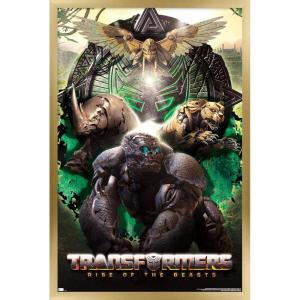 Hasbro Transformers: Rise of the Beasts – Maximals Wall Poster, 34L” x 22.4W”, Mahogany Framed Version(Gold Framed Version)
