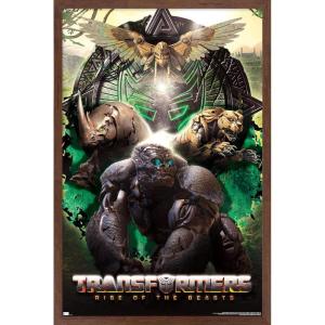 Hasbro Transformers: Rise of the Beasts – Maximals Wall Poster, 34L” x 22.4W”, Mahogany Framed Version(Mahogany Framed Version)