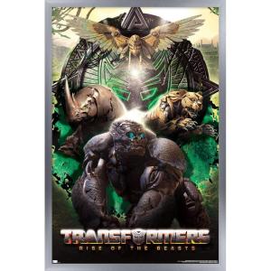 Hasbro Transformers: Rise of the Beasts – Maximals Wall Poster, 34L” x 22.4W”, Mahogany Framed Version(Silver Framed Version)