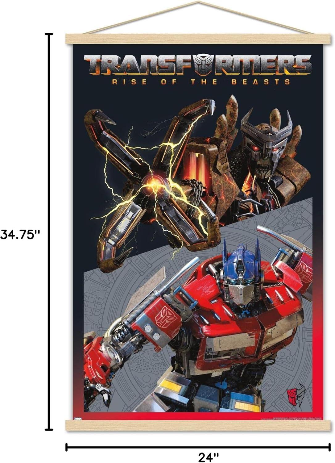 image:imageTrends International Hasbro Transformers Rise of the Beasts Optimus Prime vs Scourge Wall Poster 2237quot x 3400quot Premium Print and Beechwood Hanger BundlePremium Print and Beechwood Hanger Bundle