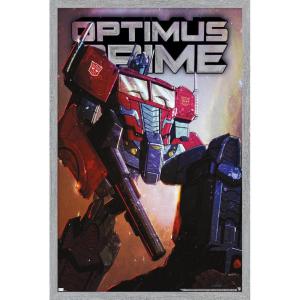 Hasbro Transformers – Optimus Prime Wall Poster, 34L” x 22.4W”, Poster & Clip Bundle(Gray Framed Version)