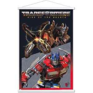 Trends International Hasbro Transformers: Rise of the Beasts – Optimus Prime vs. Scourge Wall Poster, 22.37″ x 34.00″, Premium Print and Beechwood Hanger Bundle(Premium Print and White Hanger Bundle)