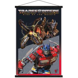 Trends International Hasbro Transformers: Rise of the Beasts – Optimus Prime vs. Scourge Wall Poster, 22.37″ x 34.00″, Premium Print and Beechwood Hanger Bundle(Premium Print and Black Hanger Bundle)