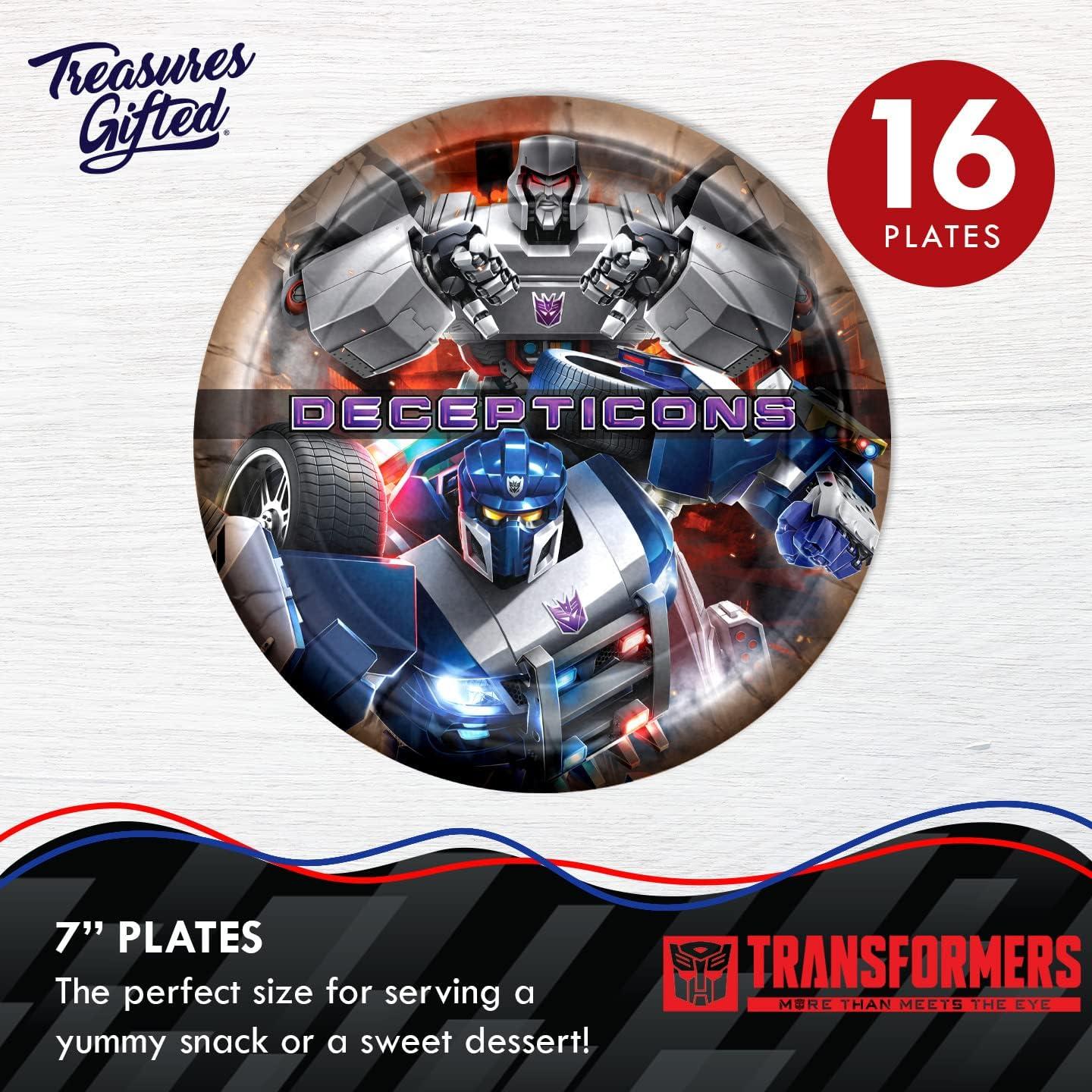 image:imageTreasures Gifted Officially Licensed Transformers Birthday Party Supplies 16ct 7in Autobots Party Plates Transformers Birthday Decorations Disposable Paper PlatesDecepticons
