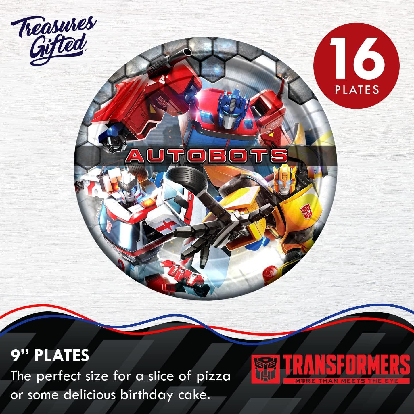 image:imageTreasures Gifted Officially Licensed Transformers Birthday Party Supplies 16ct 9in Decepticons Party Plates Transformers Birthday Decorations Disposable Paper PlatesAutobots