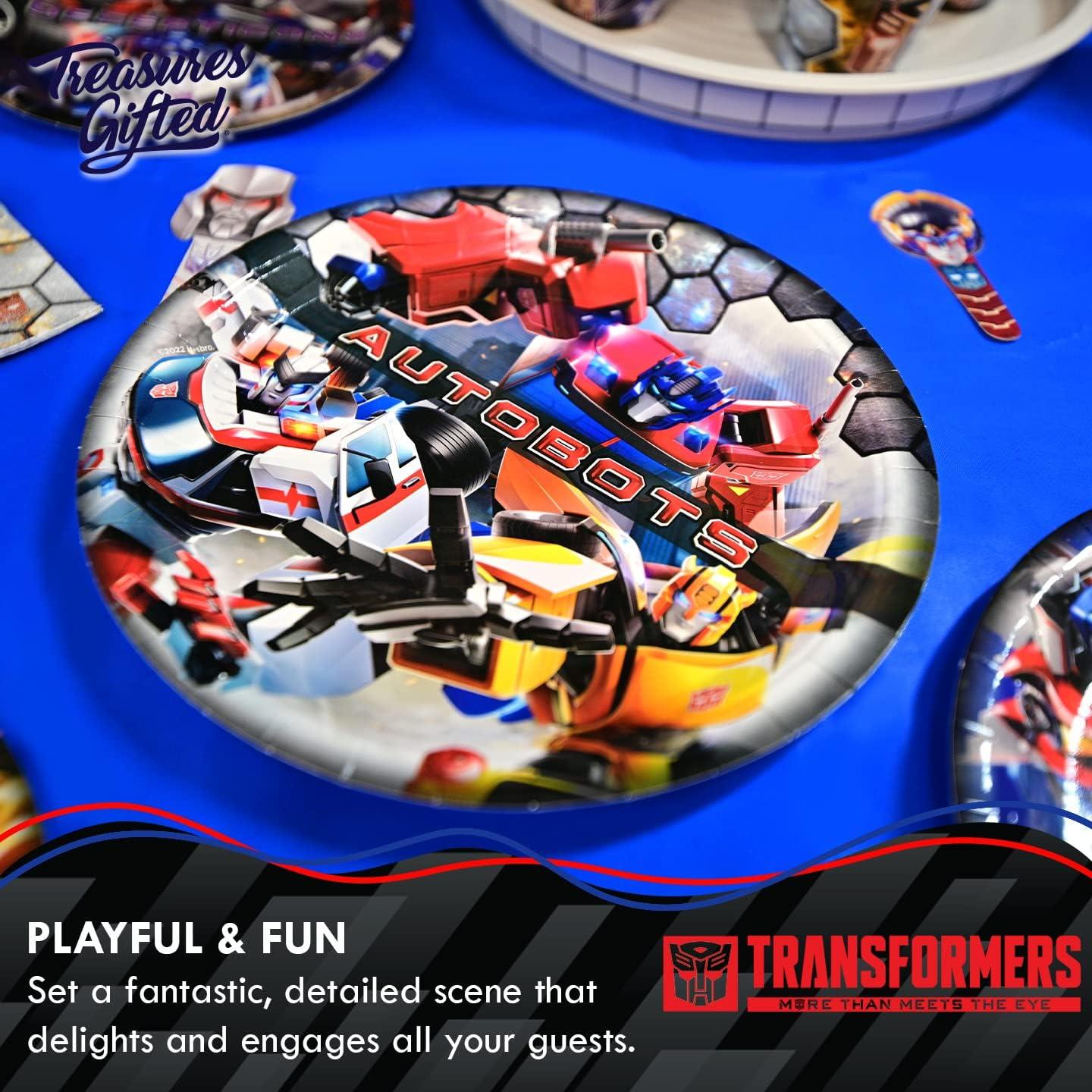 image:imageTreasures Gifted Officially Licensed Transformers Party Supplies Serves 32 Guests Dinnerware Classic Set for Birthday Plates Napkins ampamp CupsServes 16