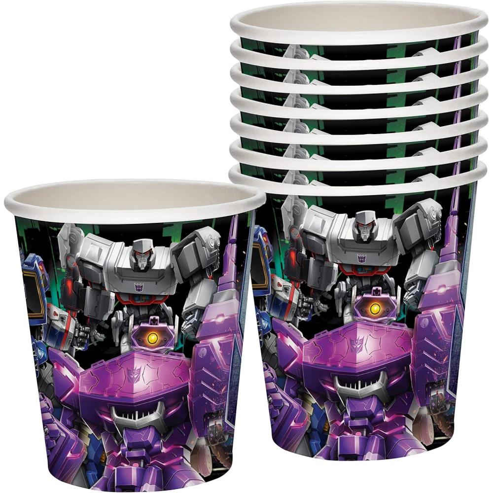 image:imageTreasures Gifted Transformers Cup Set 8ct  9oz Plastic Decepticons General Use Cup Birthday Decorations ampamp SuppliesDecepticons
