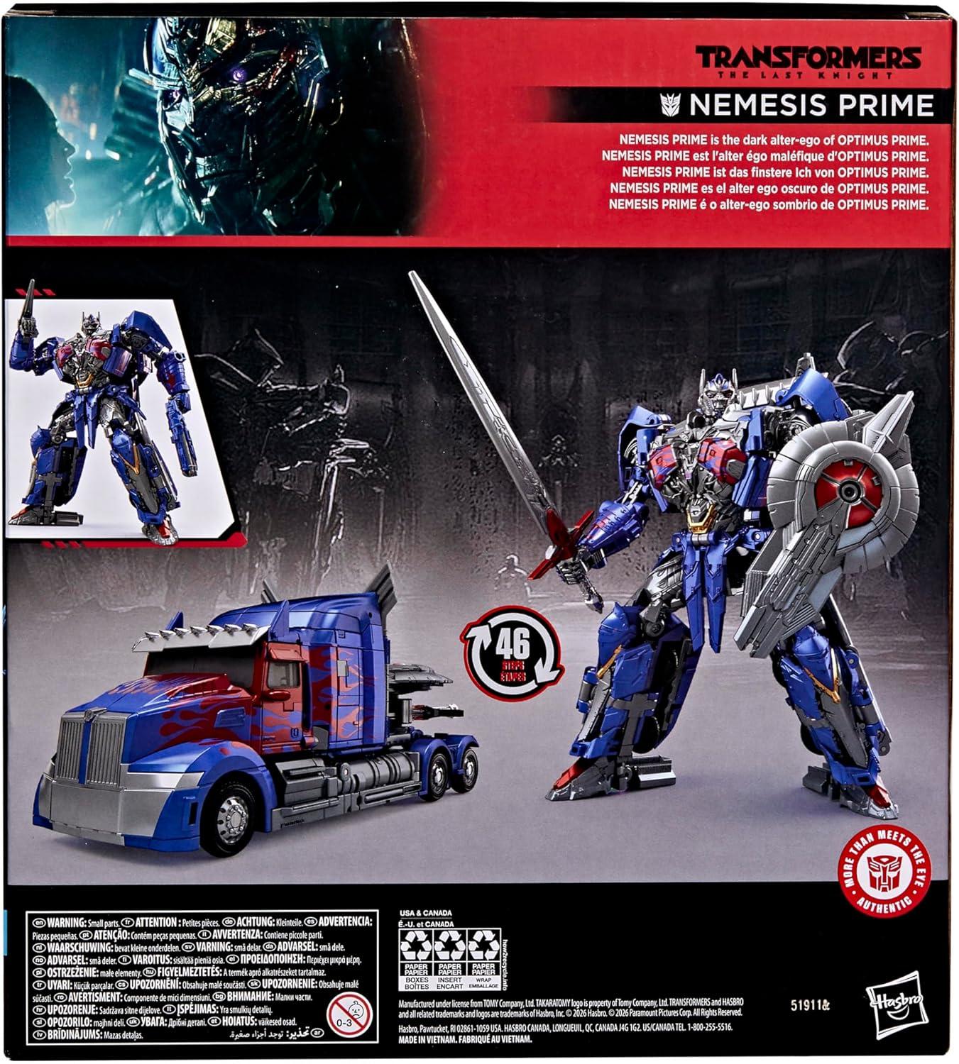 image:imageTransformers Studio Series The Last Knight Nemesis Prime Leader Class 85Inch Converting Action Figure Robot Toys for Ages 8