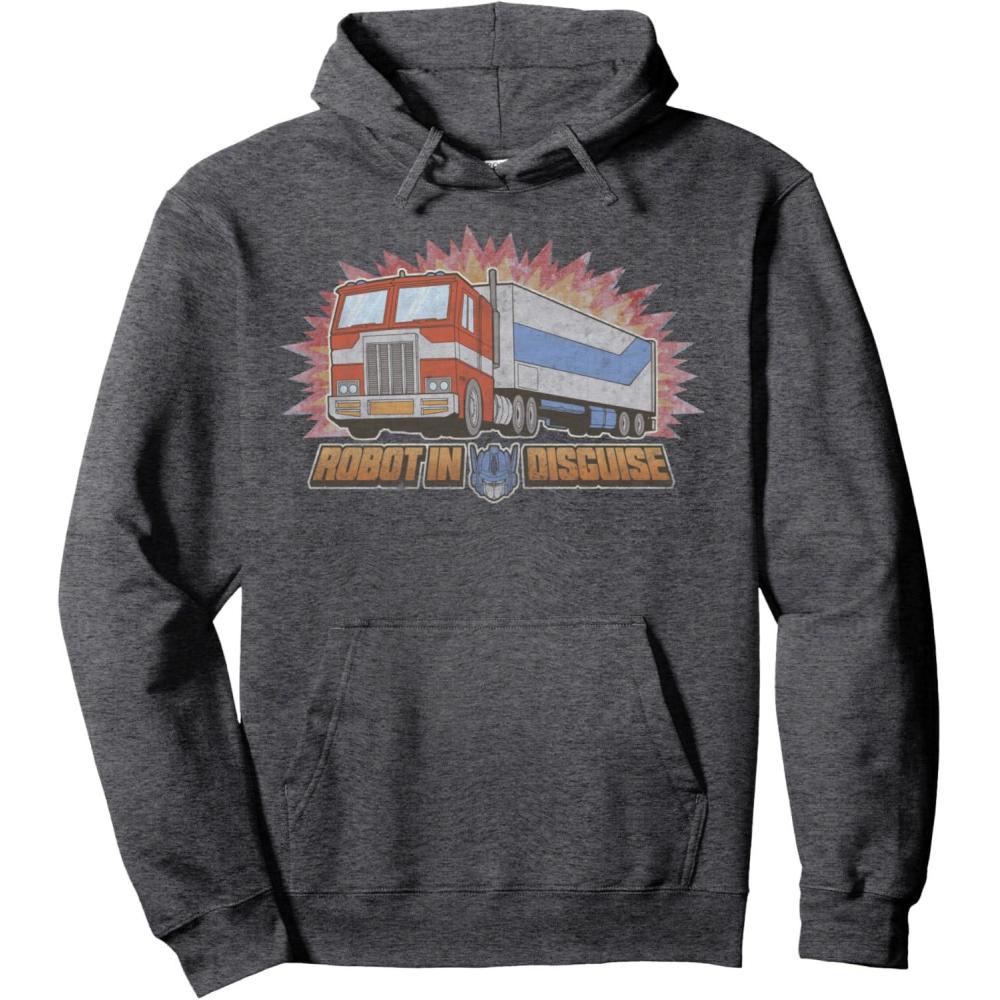 image:imageTransformers Optimus Prime Robot In Disguise Pullover HoodieDark Heather Grey