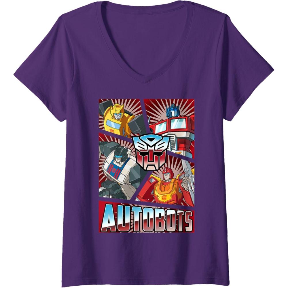 image:imageWomens Transformers Autobots Cut Up Retro Vintage Panels VNeck TShirtPurple