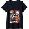 Womens Transformers Autobots Cut Up Retro Vintage Panels V-Neck T-Shirt(Black)