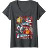 Womens Transformers Autobots Cut Up Retro Vintage Panels V-Neck T-Shirt(Dark Heather Grey)