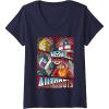 Womens Transformers Autobots Cut Up Retro Vintage Panels V-Neck T-Shirt(Navy Blue)