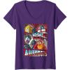 Womens Transformers Autobots Cut Up Retro Vintage Panels V-Neck T-Shirt(Purple)