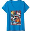 Womens Transformers Autobots Cut Up Retro Vintage Panels V-Neck T-Shirt(Sapphire Blue)