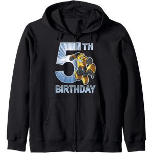 Transformers Bumblebee 5th Birthday Vintage Zip Hoodie(Black)