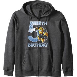 Transformers Bumblebee 5th Birthday Vintage Zip Hoodie(Dark Heather Grey)