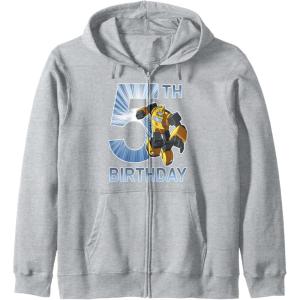Transformers Bumblebee 5th Birthday Vintage Zip Hoodie(Heather Grey)