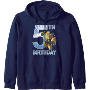 Transformers Bumblebee 5th Birthday Vintage Zip Hoodie(Navy Blue)