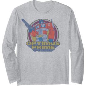 Transformers Optimus Prime Retro Portrait Long Sleeve T-Shirt(Heather Grey)