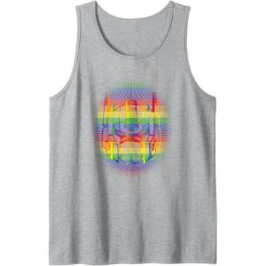 Transformers Pride Rainbow Transformer Graphic Egg Tank Top(Heather Grey)