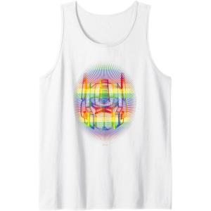 Transformers Pride Rainbow Transformer Graphic Egg Tank Top(White)