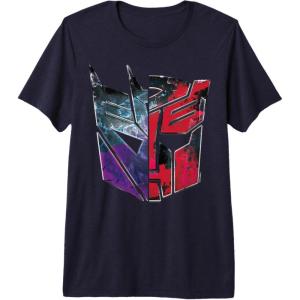 Transformers: War for Cybertron Decepticon Autobot Split Premium Tri-Blend T-Shirt(Navy Blue)