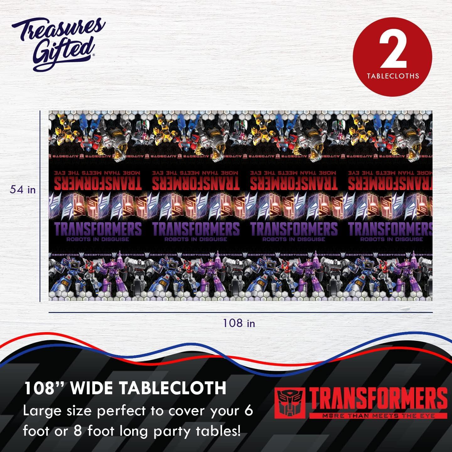 image:imageTreasures Gifted Officially Licensed Transformers Party Supplies Serves 16 Guests Dinnerware Deluxe Set Transformers Plates Napkins Cups amp TableclothServes 32