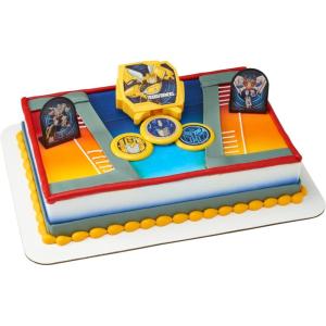 DecoSet® Transformers Autobot Battle Cake Topper, 6-Piece Interactive Set of Transformer Decorations and Supplies for Party Cakes
