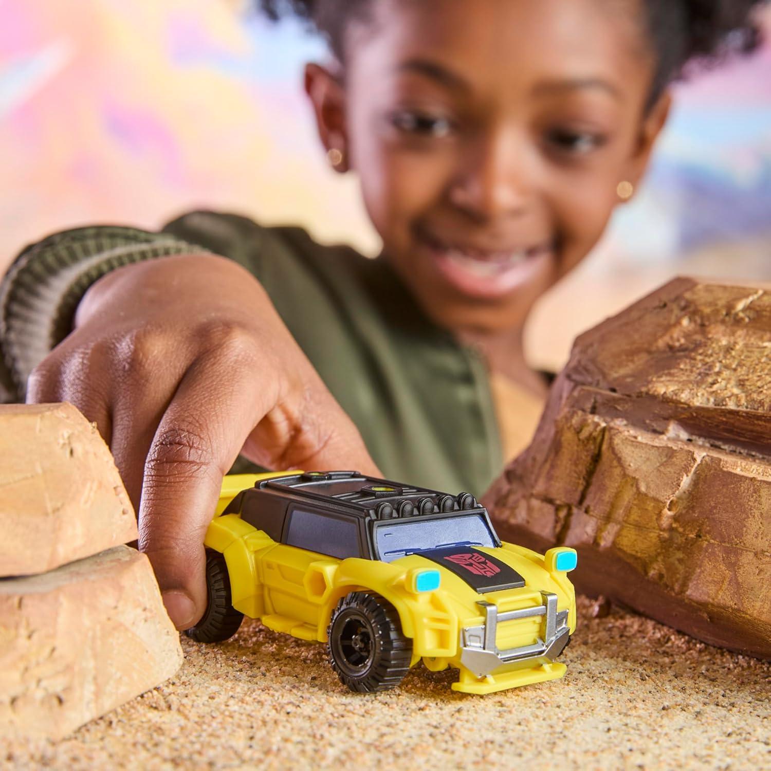 image:imageTransformers CYBERWORLD Bumblebee Cyber Changers 4Inch Action Figure Quick Change to Offroad Vehicle Mode Robot Toys for Boys and Girls 6 and Up