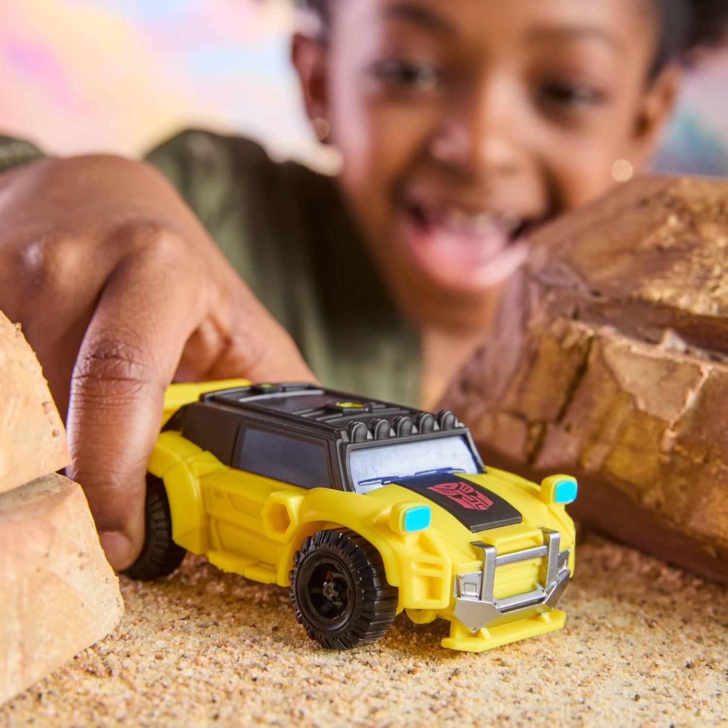 image:imageTransformers CYBERWORLD Bumblebee Cyber Changers 4Inch Action Figure Quick Change to Offroad Vehicle Mode Robot Toys for Boys and Girls 6 and Up