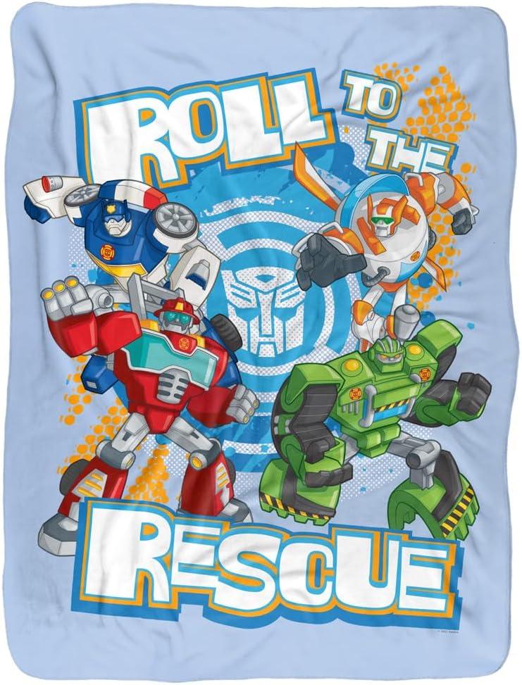 image:imageTransformers Roll to The Rescue Silky Touch Sherpa Back Super Soft Throw BlanketTransformers Roll to the Rescue