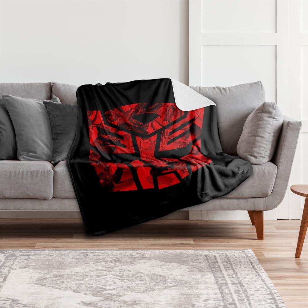 image:imageTransformers Tonal Autobot Silky Touch Sherpa Back Super Soft Throw Blanket